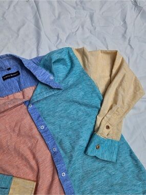 PORTO BLANCO Men's Colorblock Button-Down Shirt